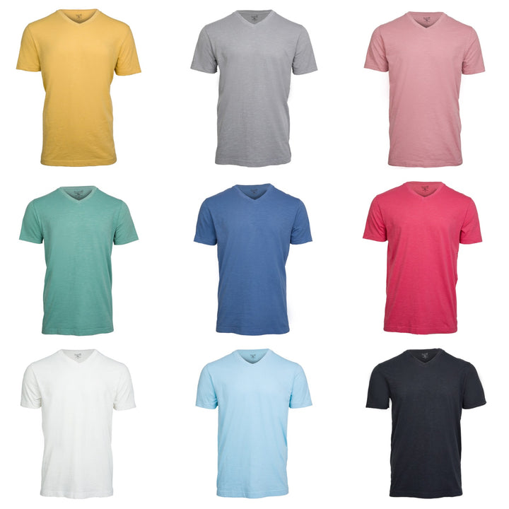 RuckFitt Mens Garment-dyed slub cotton V-Neck T-Shirt - 2-Pack