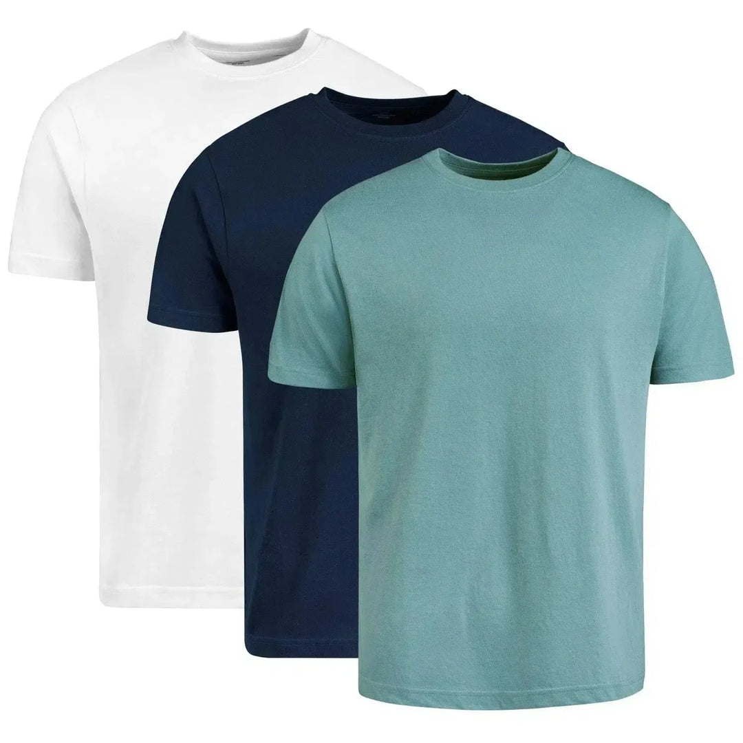Circle One Men's Crew-Neck T-Shirts For Men 3-Pack - Bluestone, Navy, White-Shirts & Tops-S-