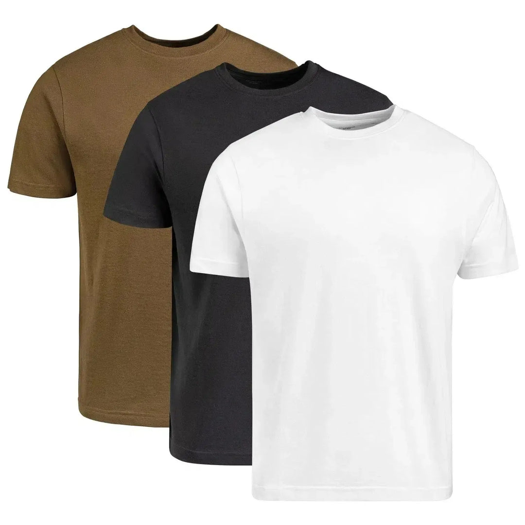 Circle One Men's Crew-Neck T-Shirts For Men 3-Pack - Carbon, Army Green, White-Shirts & Tops-S-