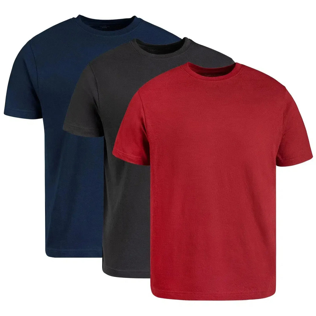 Circle One Men's Crew-Neck T-Shirts For Men 3-Pack - Cardinal Red, Carbon, Navy-Shirts & Tops-S-