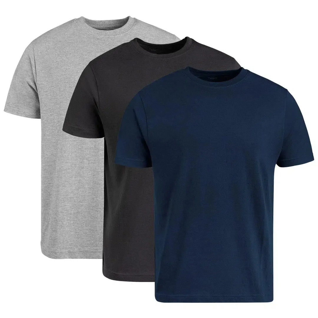 Circle One Men's Crew-Neck T-Shirts For Men 3-Pack - Navy, Carbon, Heather Gray-Shirts & Tops-S-