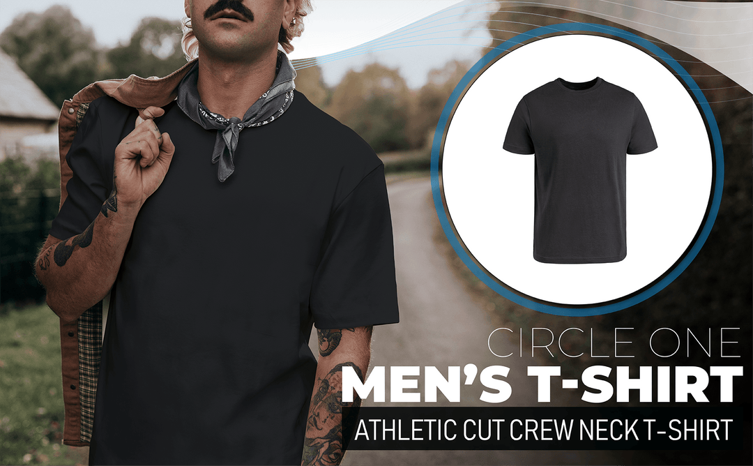 Circle One Men's Crew Neck T-Shirt For Men, Athletic Cut - Carbon