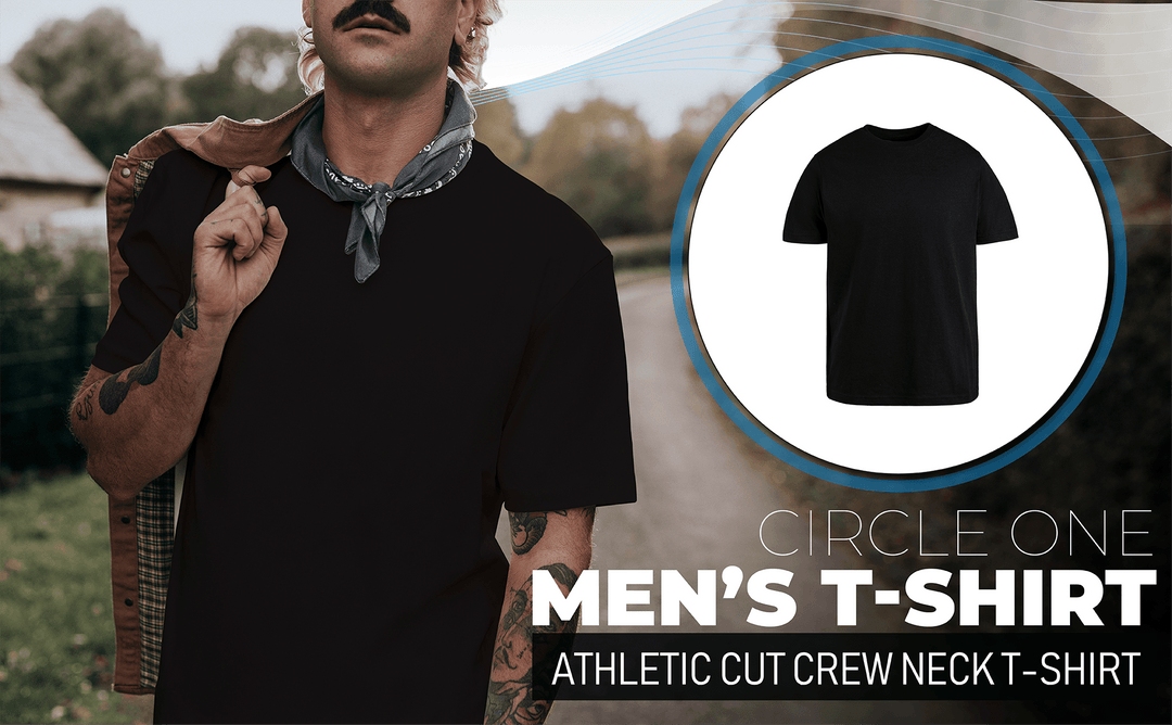 Circle One Men's Crew Neck T-Shirt For Men , Athletic Cut - Black