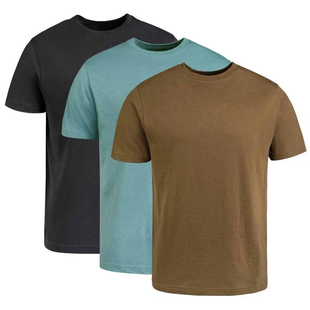 Circle One Men's Crew-Neck T-Shirt - 3-Pack - Army Green, Bluestone, Carbon-Shirts & Tops-S-