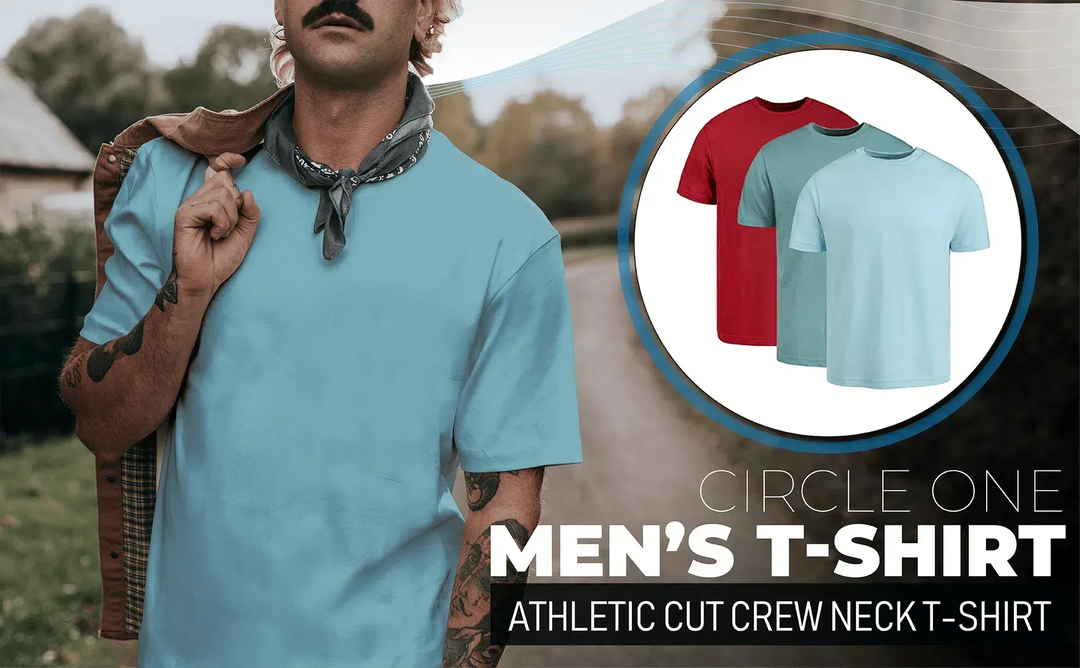 Circle One Men's Crew-Neck T-Shirt 3-Pack - Light Blue, Bluestone, Cardinal Red-Shirts & Tops-S-