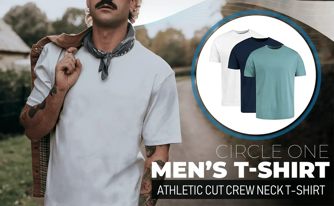 Circle One Men's Crew-Neck T-Shirts For Men 3-Pack - Bluestone, Navy, White-Shirts & Tops-S-
