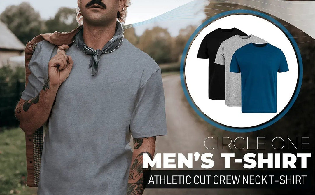 Circle One Men's Crew-Neck T-Shirts For Men 3-Pack - Cobalt, Heather Gray, Black-Circle One-Ruckfitt
