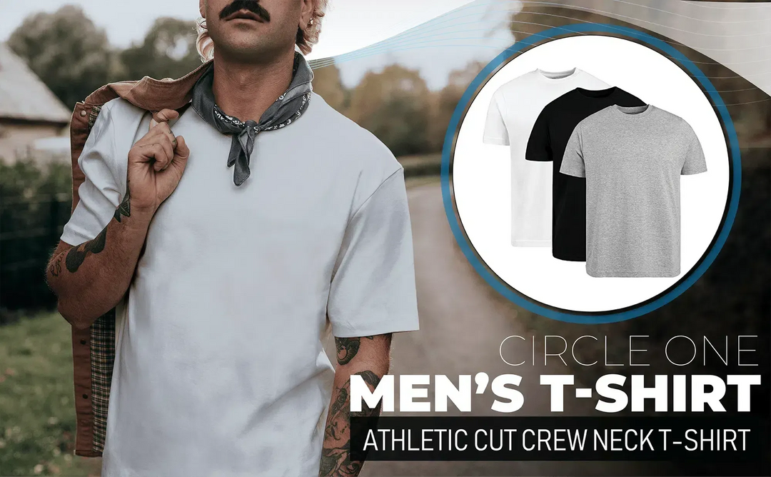 Circle One Men's Crew-Neck T-Shirts For Men 3-Pack - Heather Gray, Black, White-Circle One-Ruckfitt