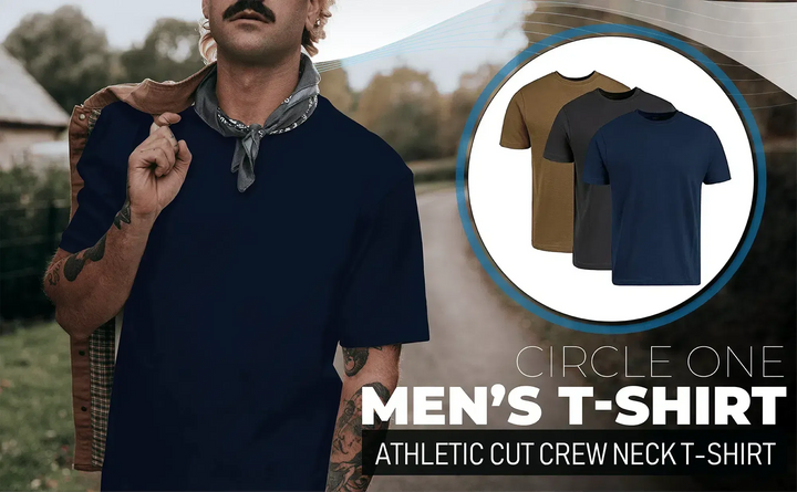 Circle One Men's Crew-Neck T-Shirts For Men 3-Pack - Navy, Carbon, Army Green-Circle One-Ruckfitt