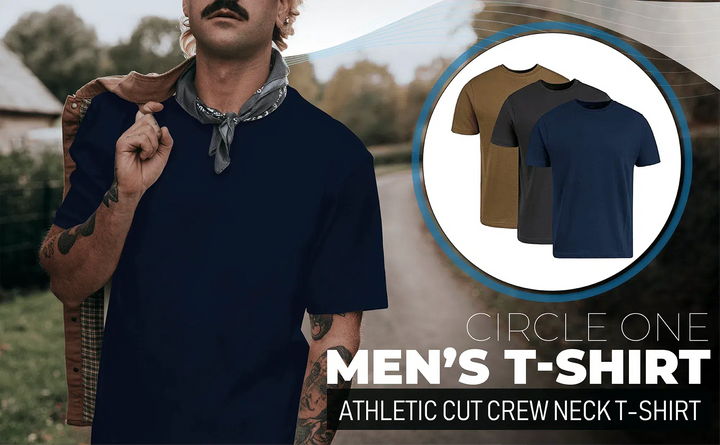 Circle One Men's Crew-Neck T-Shirts For Men 3-Pack - Navy, Carbon, Army Green