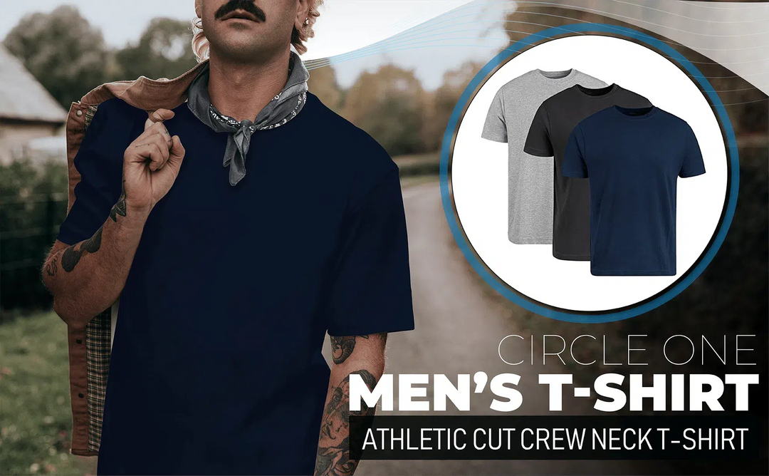 Circle One Men's Crew-Neck T-Shirts For Men 3-Pack - Navy, Carbon, Heather Gray