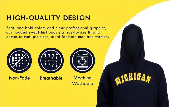 RuckFitt Blue Michigan University Hoodie, Wolverines Hoodie Sweatshirt-Ruckfitt-Ruckfitt