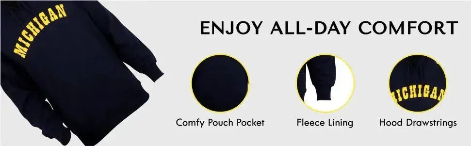 RuckFitt Blue Michigan University Hoodie, Wolverines Hoodie Sweatshirt-Ruckfitt-Ruckfitt