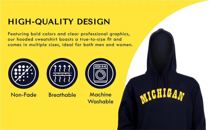 RuckFitt College Blue Michigan Hoodie, Wolverines Sweatshirt Hoodie