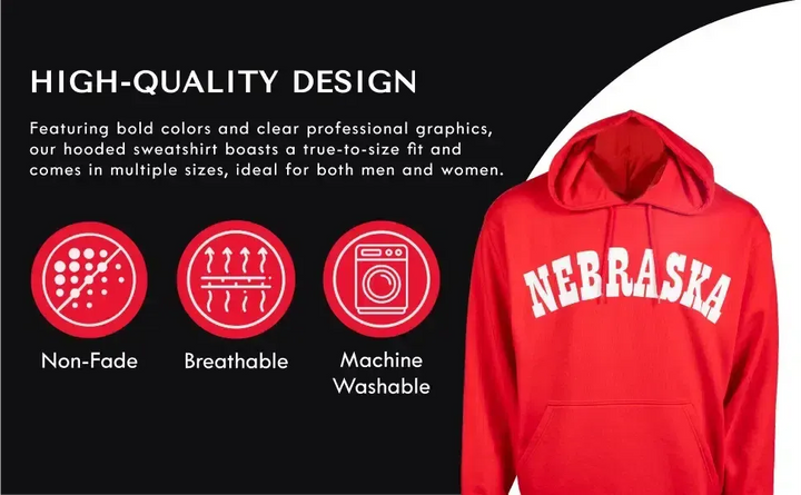 RuckFitt Nebraska Hoodie, Cornhuskers Sweatshirt Hoodie-Sweatshirt-S-