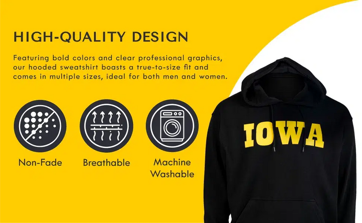 RuckFitt University of Iowa Hoodie, Iowa Hawkeyes Hoodie Sweatshirt