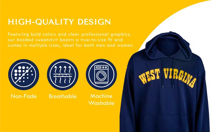 RuckFitt West Virginia Hoodie, Mountaineers Sweatshirt Hoodie