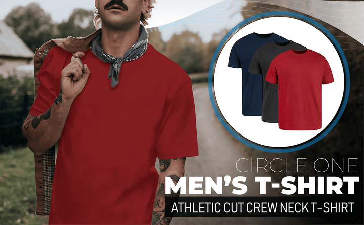 Circle One Men's Crew-Neck T-Shirts For Men 3-Pack - Cardinal Red, Carbon, Navy