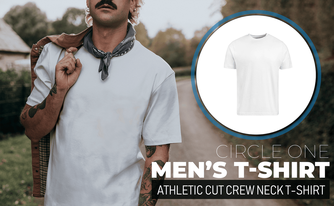 Circle One Men's Crew Neck T-Shirt For Men, Athletic Cut - White