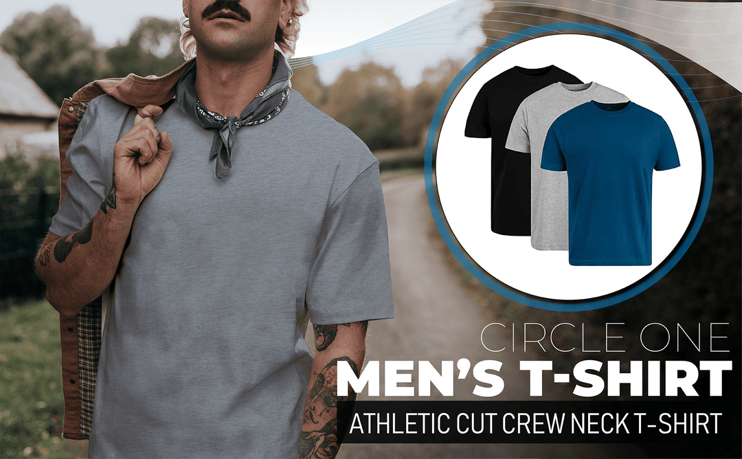 Circle One Men's Crew-Neck T-Shirts For Men 3-Pack - Cobalt, Heather Gray, Black