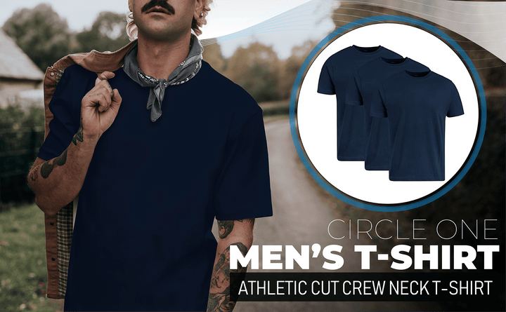 Circle One Men's Crew-Neck T-Shirts For Men 3-Pack - Navy