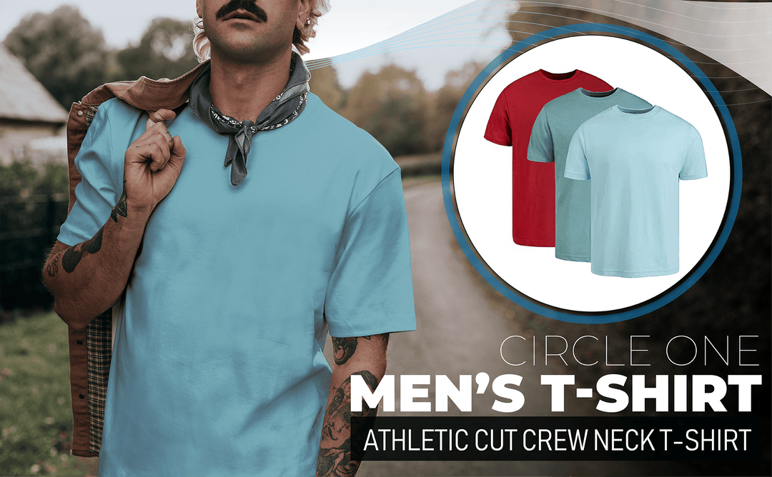 Circle One Men's Crew-Neck T-Shirt 3-Pack - Light Blue, Bluestone, Cardinal Red