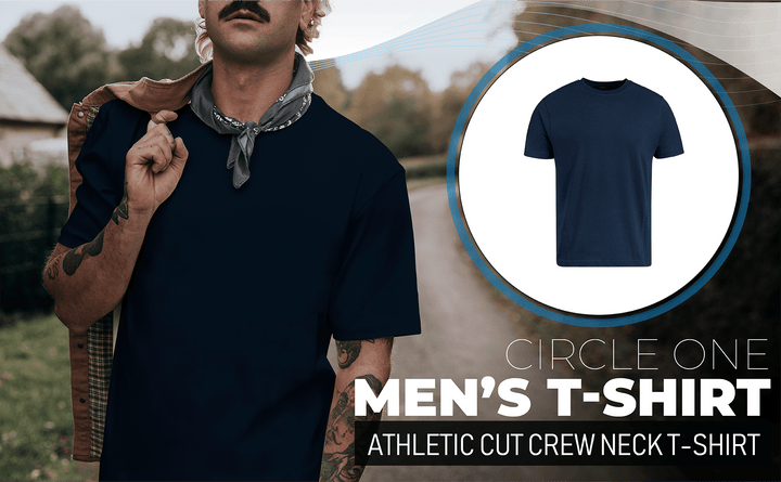 Circle One Men's Crew Neck T-Shirt For Men, Athletic Cut - Navy