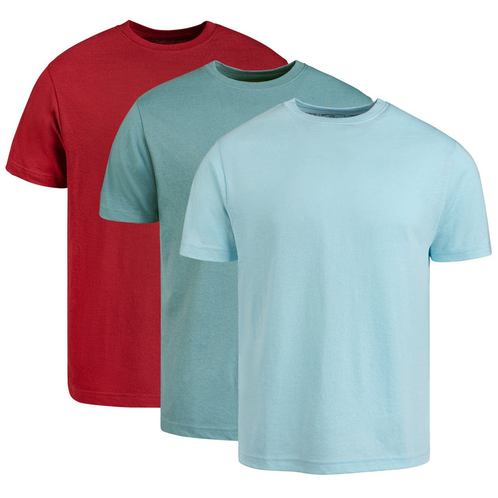 Circle One Men's Crew-Neck T-Shirt 3-Pack - Light Blue, Bluestone, Cardinal Red