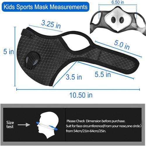 Kids Mesh Sports Mask with 5-Layer Carbon Activated Filter-Blue-Brookwood Medical